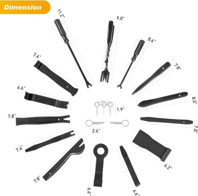 Detalle 2 de GOOACC 19-Piece Trim Removal Tool Set for Car Panels, Clips & Fasteners (with Storage Bag)