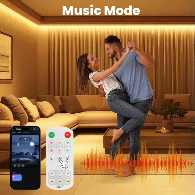 Thumbnail 6 de ACELUO Smart App COB LED Streifen Warmweiß (dimmbar, Timer), 8 mm, 5 m – 3000K für Küche, Schlafzimmer & Wohnzimmer