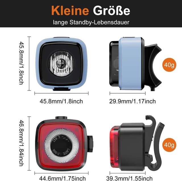 Thumbnail 6 de Antimi Fahrradbeleuchtung StVZO LED Set IPX5