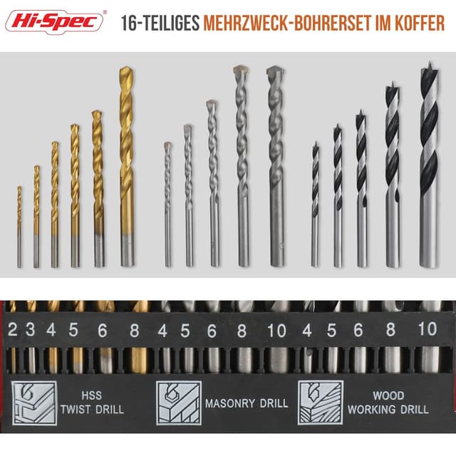 Detalle 2 de Hi-Spec Juego de Brocas 16 piezas