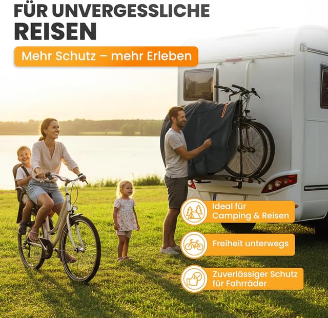 Detalle de NATURIZ® Fahrradabdeckung Heckträger wasser- und reißfest für 2 Fahrräder (mit 6 m Spannseil)