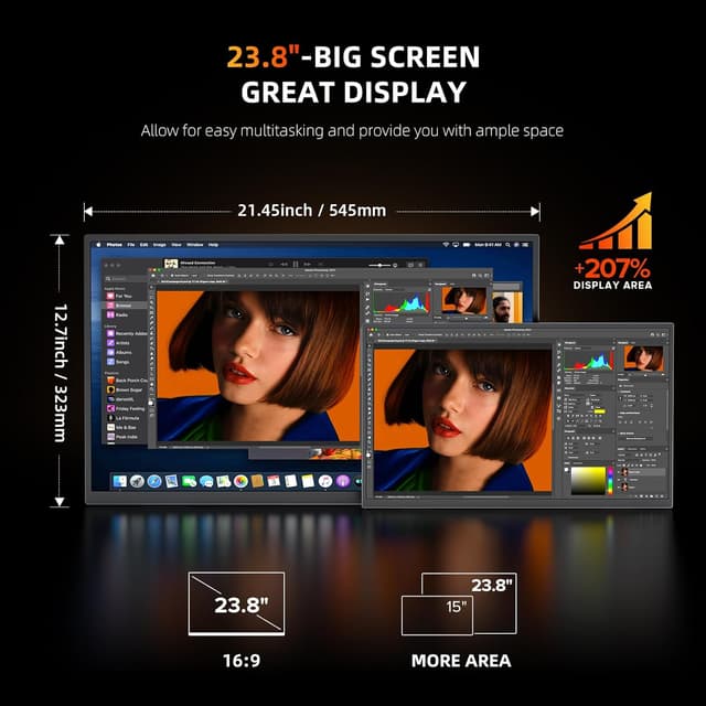 Detalle 2 de UPERFECT Portable Monitor 4K 23.8" QLED (UHD, 100% DCI-P3, 400 nits) with USB-C & HDMI