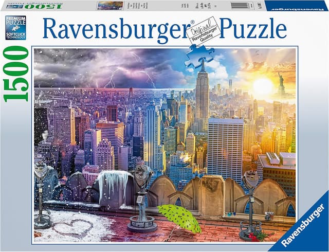 Detalle 2 de Ravensburger New York Summer and Winter 1500 Piece Jigsaw Puzzle (80 x 60cm) – Age 12+