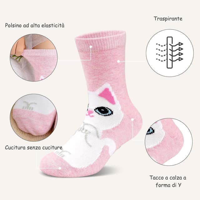 Detalle 2 de LOFIR Calzini Divertenti in Cotone per Bambina 5 paia