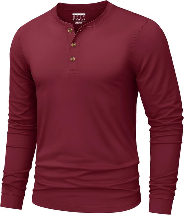 Thumbnail 6 de TACVASEN men’s long sleeve cotton Henley T-shirt (3-button grandad collar) – casual button top