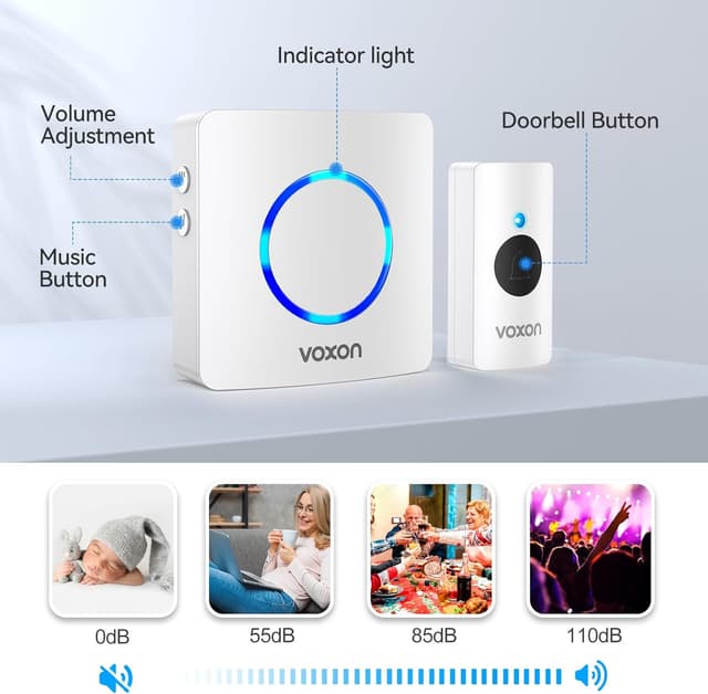 Thumbnail 5 de VOXON Wireless Doorbell 400m with 2 Receivers