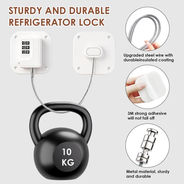 Detalle de Afaneep Kühlschrankschloss ohne Bohren mit Code – Kindersicherung per Klebestreifen