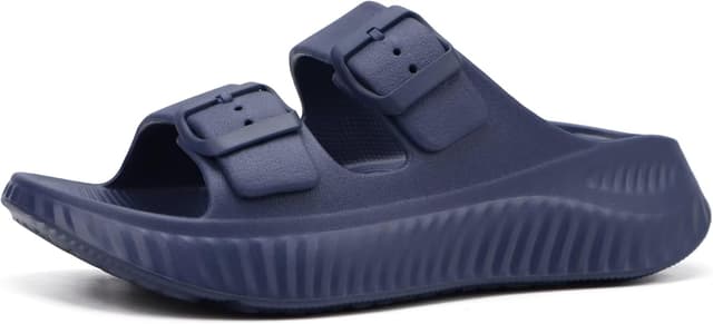 Detalle de KuaiLu Women’s Recovery Sandals with Arch Support – double-buckle sliders for plantar fasciitis relief