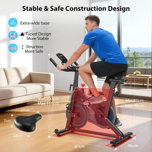 Thumbnail 6 de Wenoker Exercise Bike (APP Compatible) — indoor cycling spin bike with LCD, Bluetooth and tablet holder