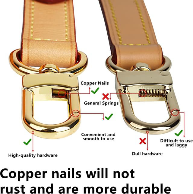 Detalle de Ersatz-Taschenriemen aus Vachetta-Leder von jiesinlov (Multi Pochette Zubehör) – 1,1 cm doppelte Schnalle, 60 cm Länge