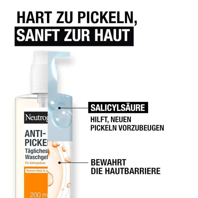 Detalle de Neutrogena Anti-Pickel Tägliches Waschgel mit 2% Salicylsäure (BHA) – 3 x 200 ml