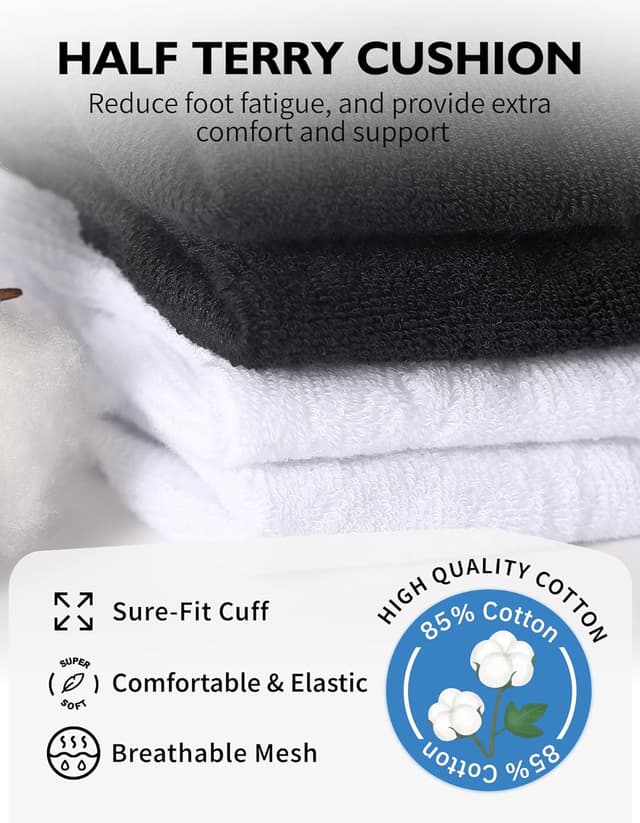 Detalle de CLOSEMATE Running Ankle Socks with Cushioned Sole, Breathable Arch Support and Non-Slip Fit (6 Pairs)