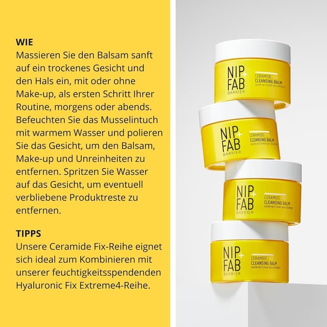 Thumbnail 6 de Nip+Fab Ceramide Fix Reinigungsbalsam – pflegender Make-up-Entferner & Gesichtsreiniger mit Ceramid-Komplex, Squalan & Süßmandelöl (75 ml)