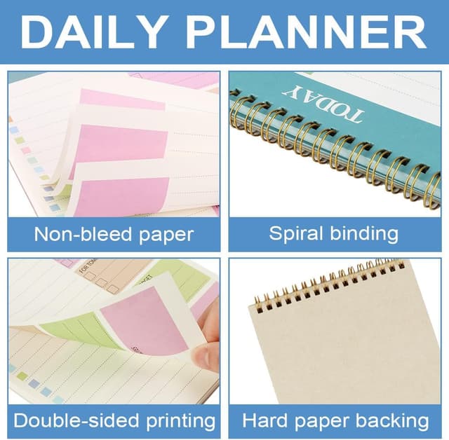 Detalle de OFFCUP To Do List Planner A5 non datato (2 pezzi), 52 fogli a quaderno con rilegatura a doppia spirale