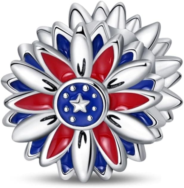 Detalle de LIGHTDOG Femmes Charm 925 en argent sterling avec perles de fleurs