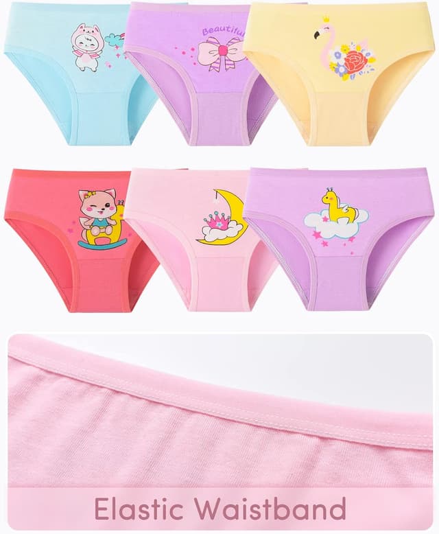 Detalle de Adorel Mädchen Slips aus Baumwoll-Mix – 12er-Pack (Motiv-Design, elastischer Bund)