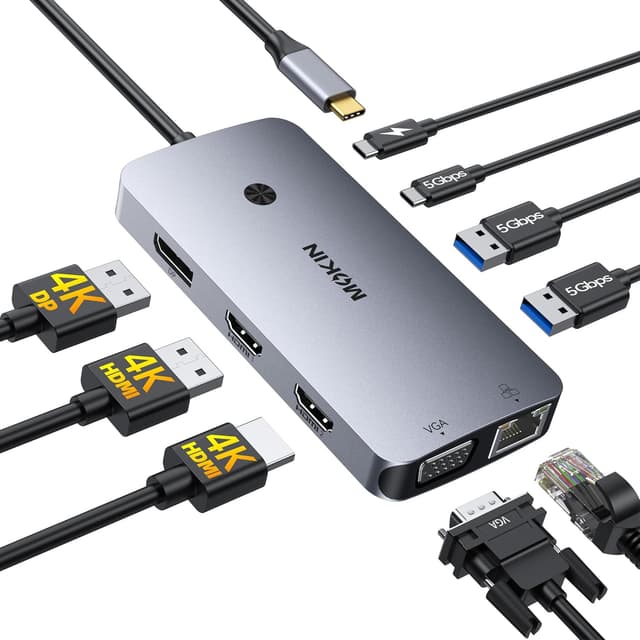 Detalle de MOKiN triple display USB-C dock