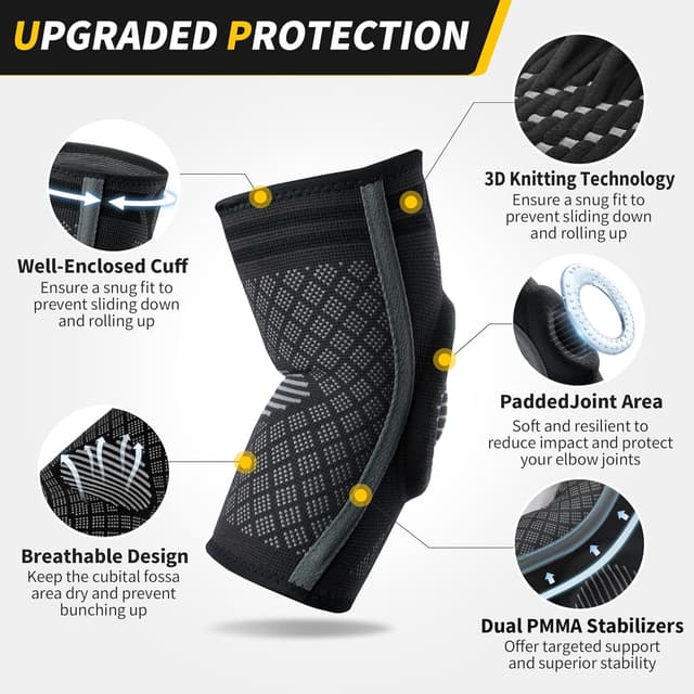 Detalle de CAMBIVO 2× Ellenbogenbandage mit Gelpolster und Seitenstabilisatoren – Kompression bei Tennisarm & Golferarm