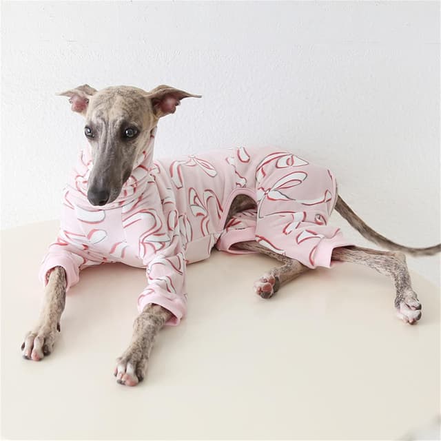 Detalle de BT Bear Lightweight Italian Greyhound Jumper Turtleneck Whippet Pyjamas Onesie (Pink Ribbon), XXL