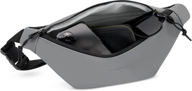 Detalle de Johnny Urban Riley Bauchtasche (Grau) – Gürteltasche & Crossbody mit flexiblem Gurt