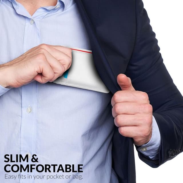 Thumbnail 6 de Hafaa Slim Wallets for Men UK RFID Leather Card Holder with ID Window – Minimalist White