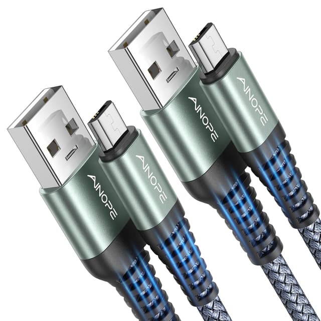 Detalle de AINOPE Micro-USB-Kabel (2er-Set, 1,8 m) mit Nylon-Ummantelung – USB auf Micro-USB für Android, Samsung, Kindle & mehr