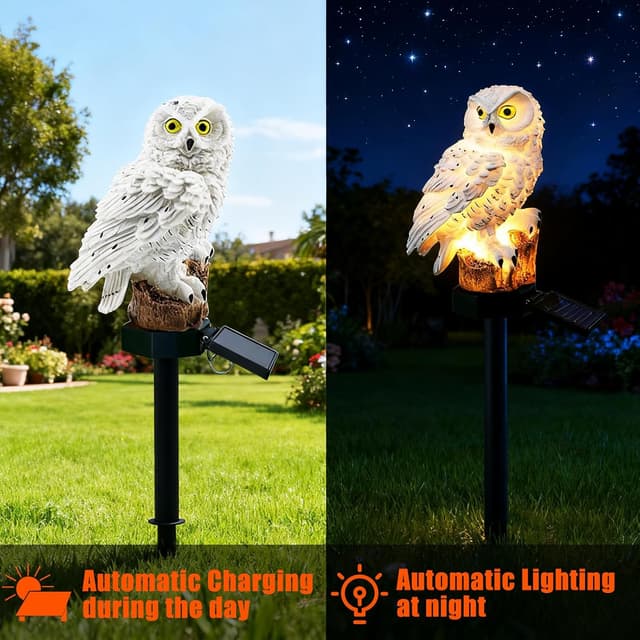 Detalle de XVZ Solar-Gartenlampen mit Eulenmotiv für außen – Solarlampen als Gartendeko für Rasen & Terrasse