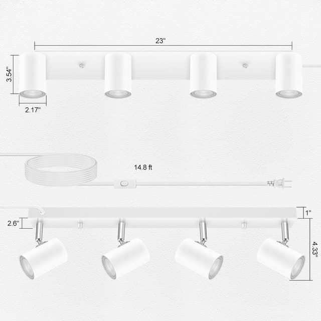 Thumbnail 5 de AUQUEE 4 Light Track Lighting Kit 15 ft cord