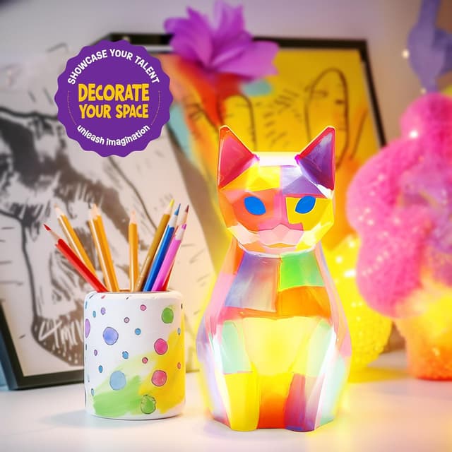 Thumbnail 6 de DIY-LAOESE Paint Your Own Cat Lamp Kit for Kids ๐จ