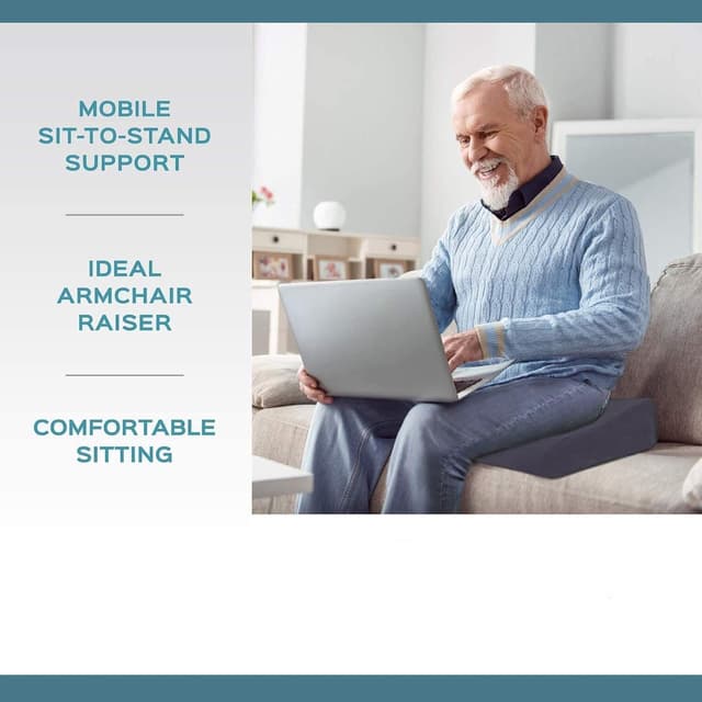 Detalle de bonmedico Cuscino per Sedia Supporto Schiena ergonomico a cuneo (grigio) con antiscivolo e maniglia