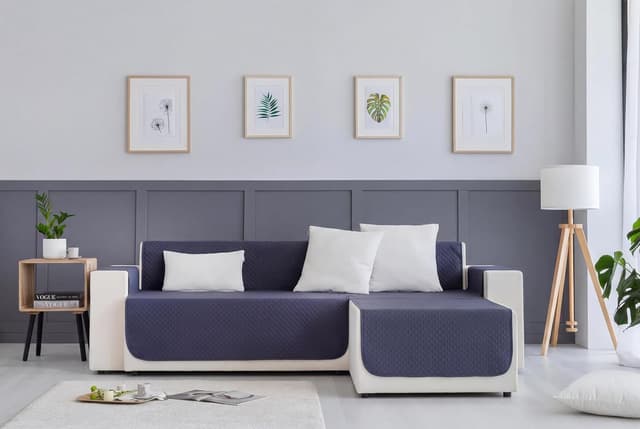 Detalle 2 de Todocama copridivano imbottito traspirante in poliestere, grigio scuro, chaise destra 200 cm