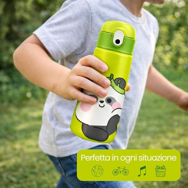 Thumbnail 6 de Cartomania Borraccia termica Chill & Refill con cannuccia, tema panda, 460 ml