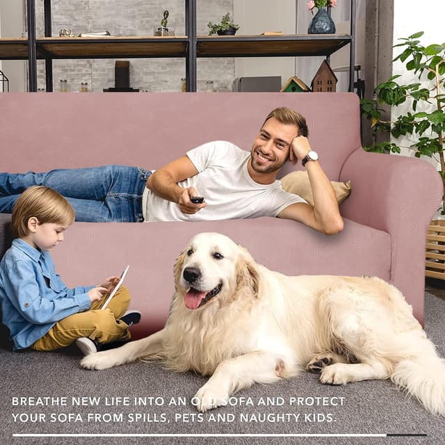 Detalle de Ystyle Copridivano 2 posti con braccioli antigraffio e lavabile, rosa/grigio