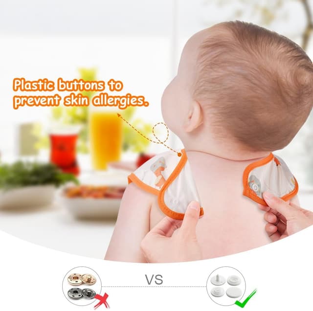 Detalle de Aolso bavaglini neonato impermeabili con tasca (set da 7) per bimbi da 6 mesi a 3 anni