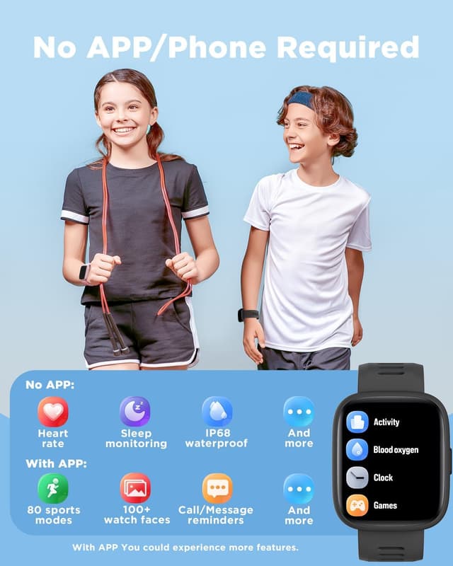 Detalle 2 de BIGGERFIVE Kids Smart Watch 1.8" fitness tracker