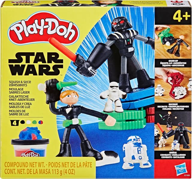 Detalle de Play-Doh Star Wars Galaktische Knet-Abenteuer Action-Figurenset (10 cm) – Squish & Slice Lightsabers