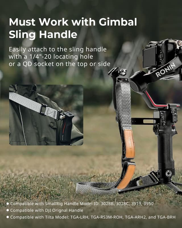 Detalle de SMALLRIG Griff Sling Handle Kit 4383B für DJI RS4/RS4 Pro/RS3/RS3 Pro/RS2 (QD-Schnellverschluss, Kaltschuh, 3/8”-16 & 1/4-20)