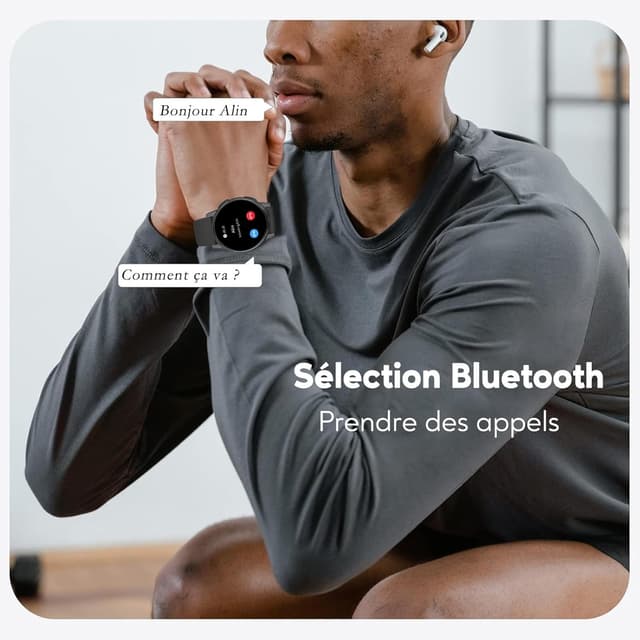 Detalle de AcclaFit Montre connectée ronde 1,38" avec appel Bluetooth, 147+ modes sport et suivi cardio
