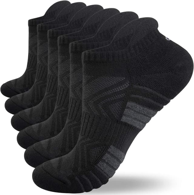 Detalle de anqier 6 Paar Sneaker-Socken atmungsaktiv aus Baumwolle – kurz, leicht gepolstert (Schwarz/Weiß/Grau)