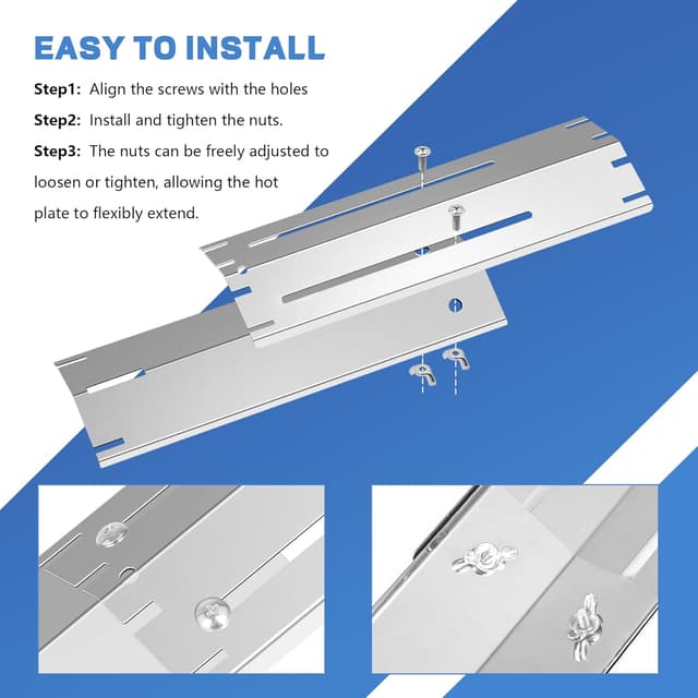 Detalle de GLARETEX Universal Burner Cover Set (3-tlg.) – verstellbare Heizplatten aus Edelstahl für Gasgrills, 29,8 bis 53 cm