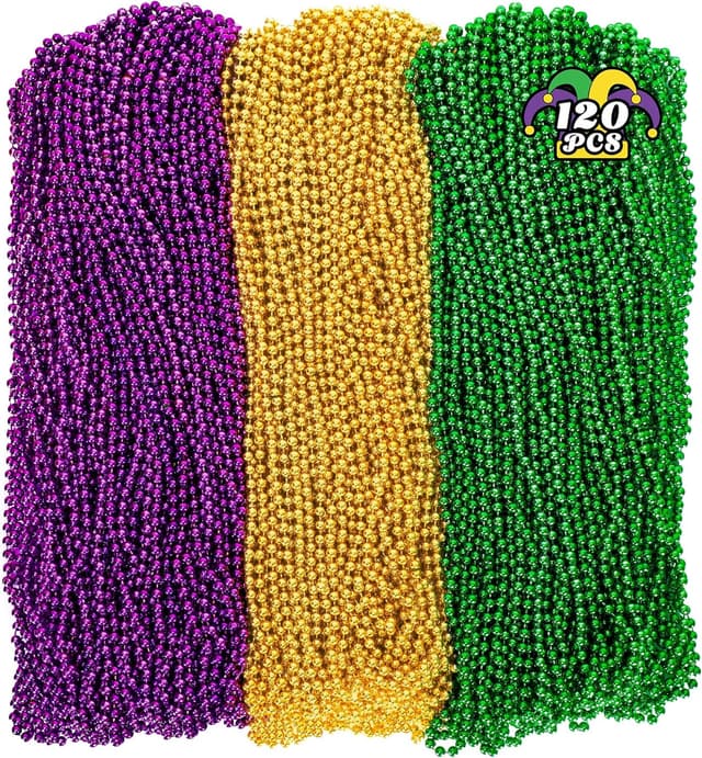 Detalle de Huskein 33" Mardi Gras Beads 120PCS 🎭