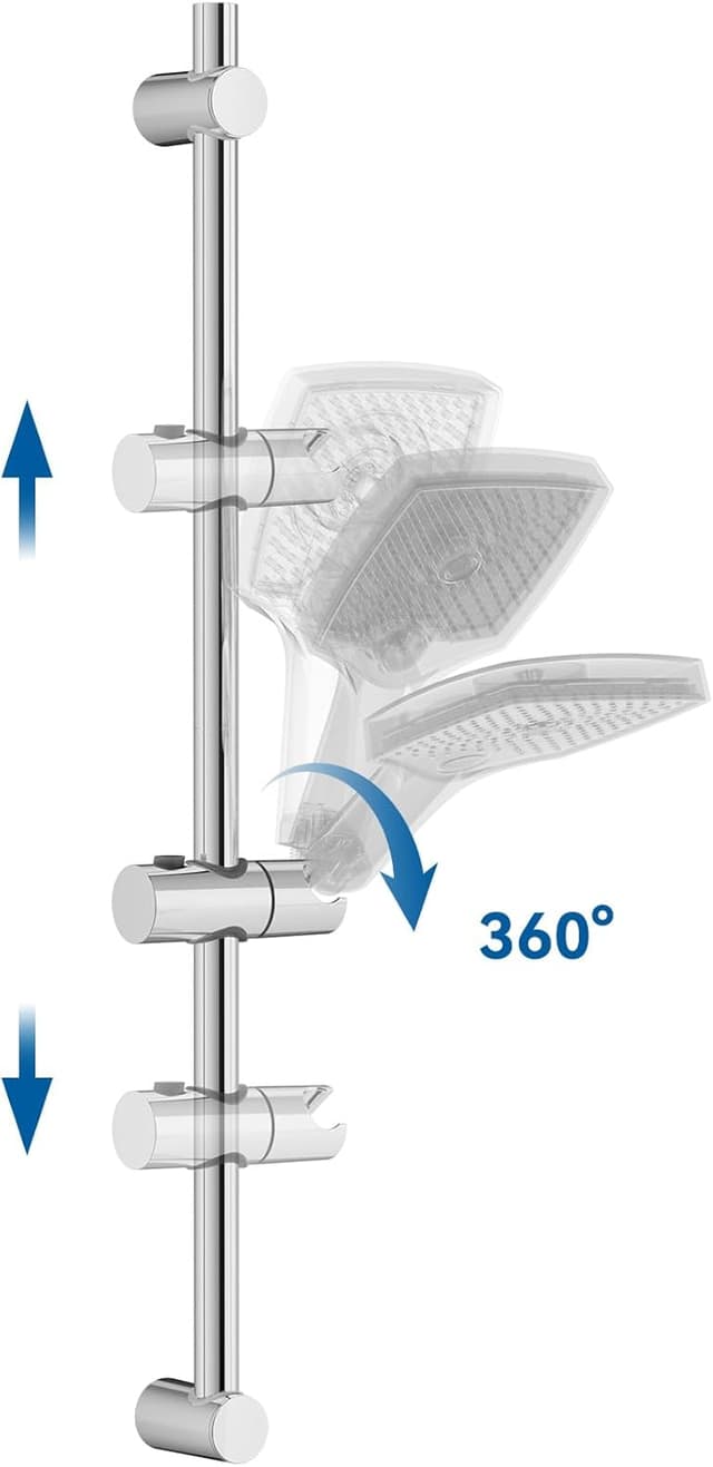 Detalle de AuraLum Asta doccia 70 cm con saliscendi in acciaio inox e supporto soffione regolabile