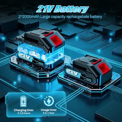 Detalle de finade Desbrozadora a Batería 500W con 2 baterías 21V 2000 mAh y 4 tipos de cuchillas