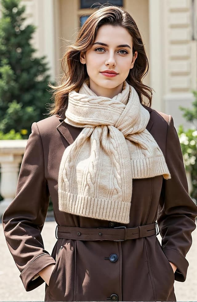 Thumbnail 4 de Tavaleu Winter Scarf for Women Cable Knit Cashmere Wool Wrap 🧣