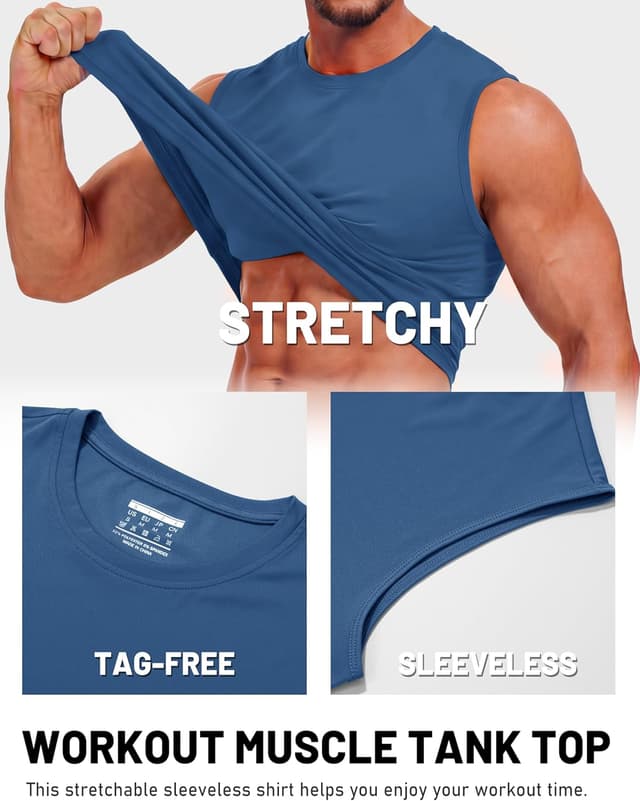 Detalle 2 de TACVASEN Herren Tanktop Sport mit UPF 50+ UV-Schutz – schnelltrocknend & atmungsaktiv
