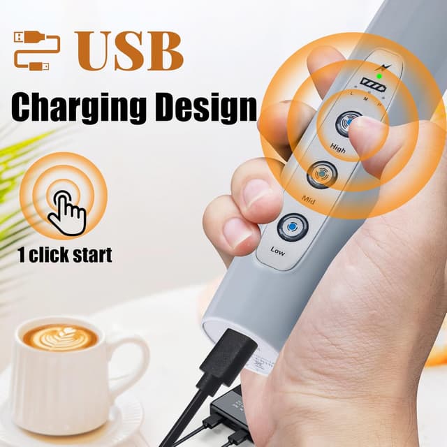 Thumbnail 1 de Nahida Cement Gray Milk Frother Wand 1500mAh