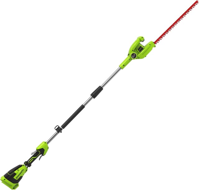 Detalle de Greenworks G40PHA tagliasiepi a asta con albero divisibile e testa rotante fino a 125°