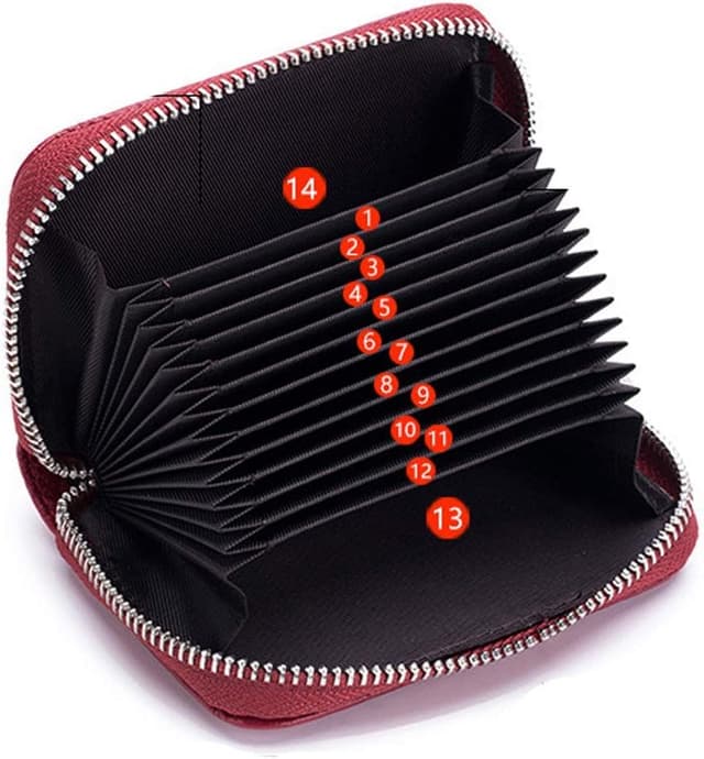 Detalle 2 de Meowoo RFID Blocking Genuine Leather Mini Card Wallet with Zipper