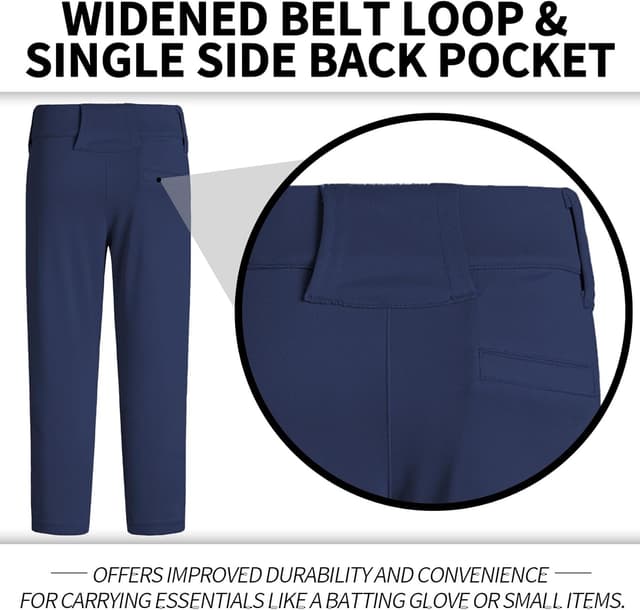 Detalle de QBK Toddler & Youth Baseball Pants (2T–17 Years) with Adjustable Elastic Waist