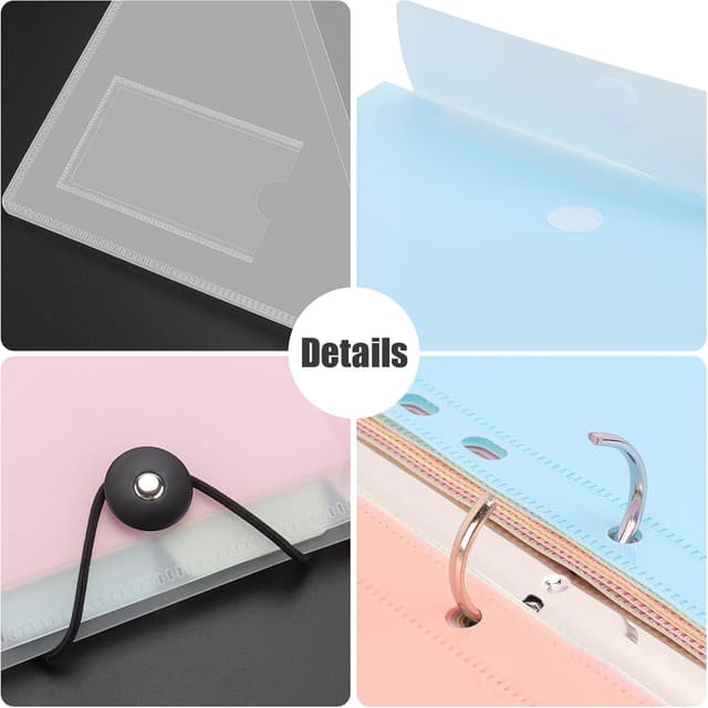 Detalle de Uquelic Dokumentenmappe A4 mit Abheften – A4 schmaler Ringordner mit 12er Kunststoff-Dokumententasche (6 Farben)